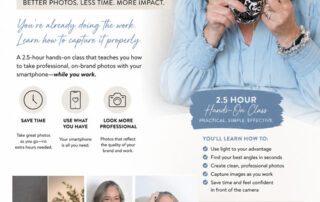 patty teaching smartphone photography to entrepreneurs using natural light and simple techniques